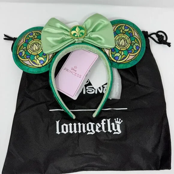 NEW Loungefly Disney Princess Stained Glass Collection: Tiana Ears + Dust Cover
