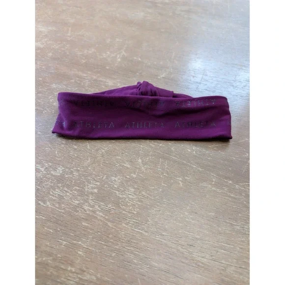 Athleta Women Plum Purple Knotted Logo Performance Workout Headband One Size