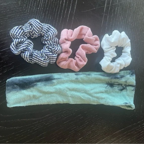 ✅ Set of 3 Hair Scrunchies and Tie-Dye Headband