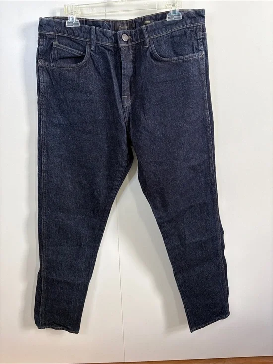 Massimo Dutti Men's Relaxed Fit Straight Dark Blue Jeans 34/30