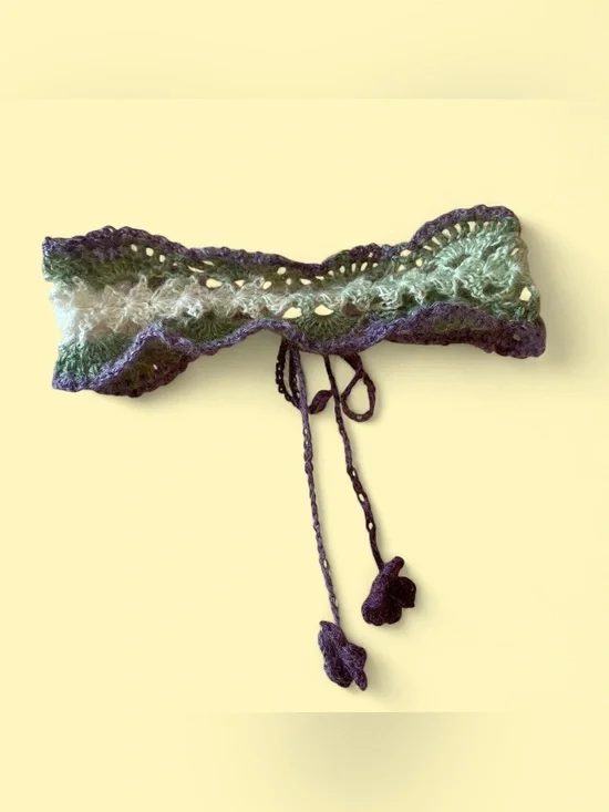 Handmade Crochet Headband - Purple and Green