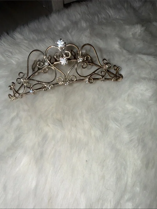 Gold Crystal Filigree Tiara Hair Crown - Women Accessories