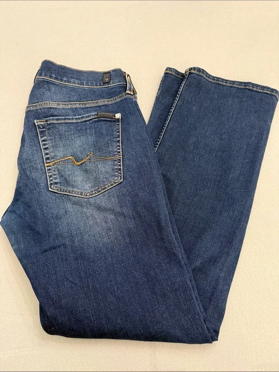 7 For All Mankind Dark Blue Relaxed Straight Leg Jeans 32x32