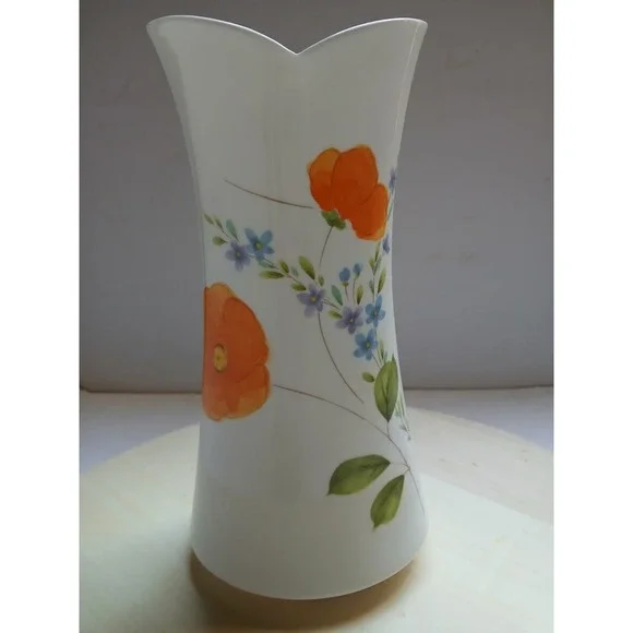 Mikasa Dancing Flowers Orange Vase Vintage 1970's Japan Bone‎ China 9.5