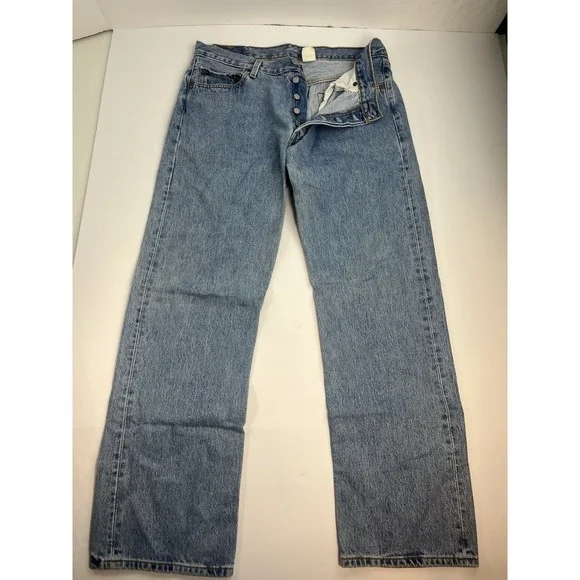 Levis 501 Jeans Mens 34x31 Blue Button Fly Medium Wash Denim Y2K Vintage