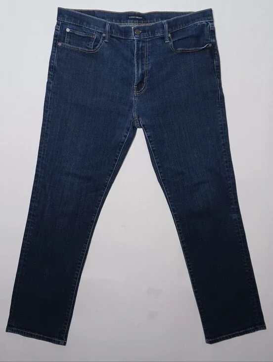 Lucky Brand Mens 223 Straight Leg Jeans 38X32 Dark Blue Denim Stretch CoolMax