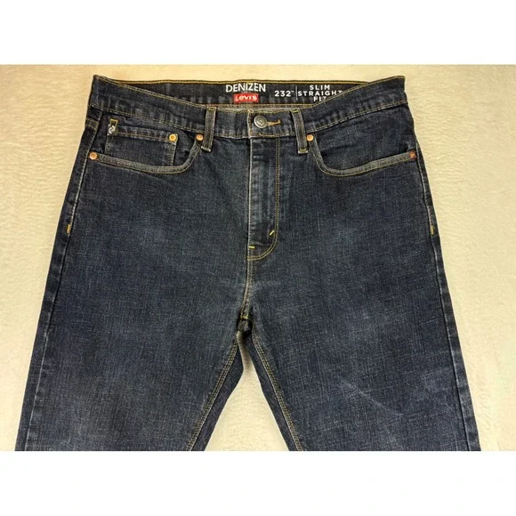 Denizen Levi's 232 Men's 34x32 Jeans Dark Grungy Wash Indigo Denim Gritty Fade