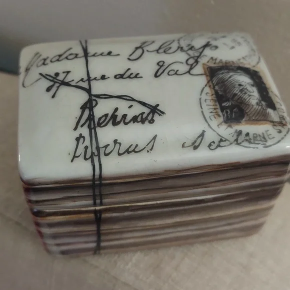 Homart Rectangle Tray Trinket Jewelry Letter Postale Porcelain Box