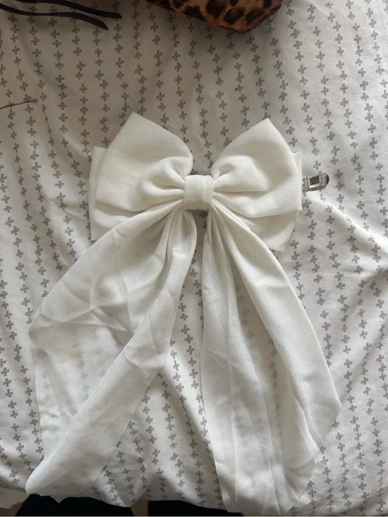 White Sheer Bow Hair Clip