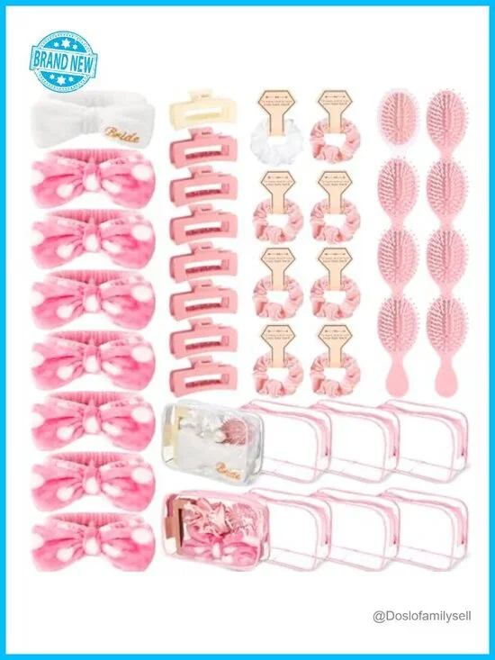 40 Pcs Bachelorette Party Favor Set Headband Scrunchies Hair Claw Clips Makeup
