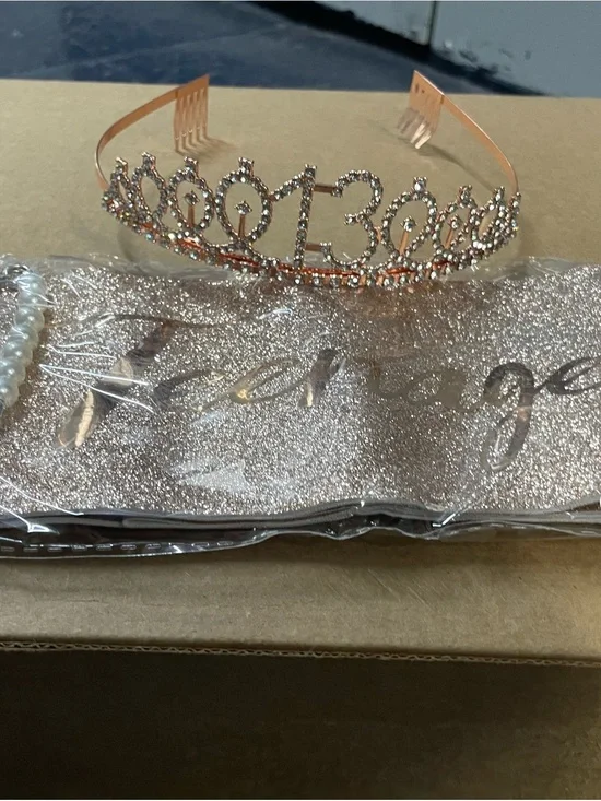 Rose Gold Rhinestone '13' Tiara Headband for Girls: 13th BIRTHDAY