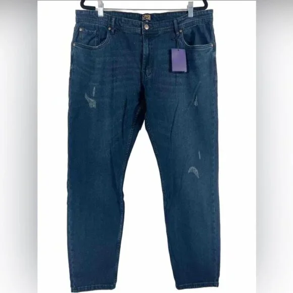 NWT CAVALLI CLASS SLIM STRAIGHT Distressed Jeans OXJ211 DS028 Size‎ 38 X 30