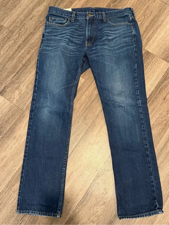 Hollister Men's Dark Blue Straight-Leg Jeans 34X32
