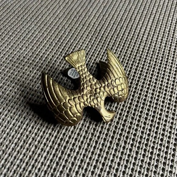 Vintage Solid Brass Eagle Hair Claw Clip Gold Tone Bird Made in India 1980s