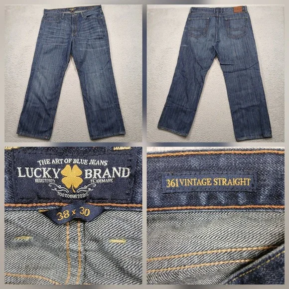Lucky‎ Brand 361 Vintage Straight Jeans Mens 38x30 Dark Wash Denim