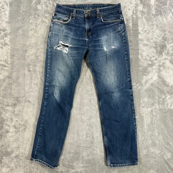 All American Clothing Straight Jeans Mens Size 32x30 Blue Distressed