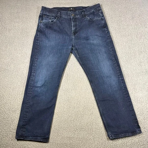 7 For All Mankind Mens Dark Wash Straight Leg Stretch Denim Jeans Size 38x27
