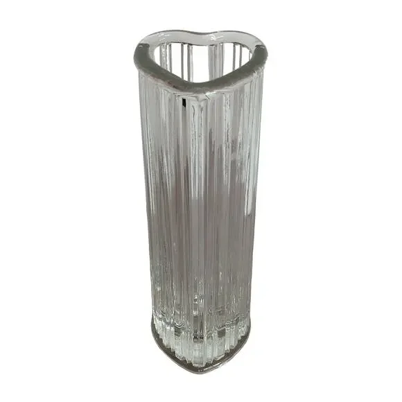 FTDA Glass Ribbed Fluted Heart Vase 7 1/2