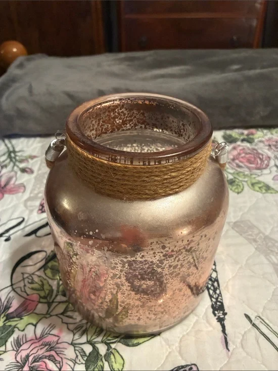 Gold Glass Rope-Handled Decorative Vase