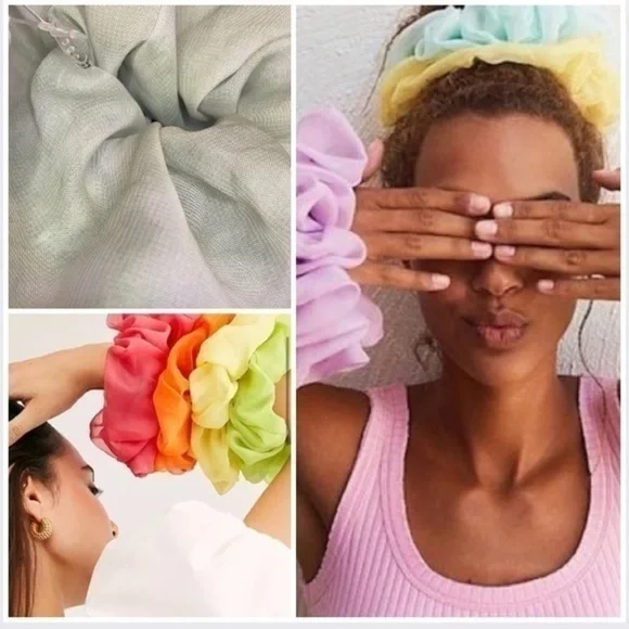 Free People Sheer Big Scrunchie In tie-dye Sea foam Green  NWT