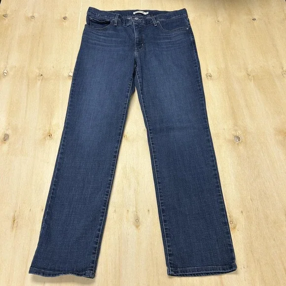 Levi's 314 Shaping Straight Jeans Womens W32 L32 Dark Wash Blue Stretch Denim
