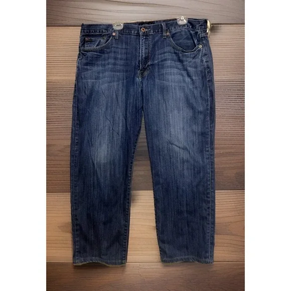 Lucky Brand Vintage Mens Blue Denim Straight Fit Dark Wash Casual Pants 40x30