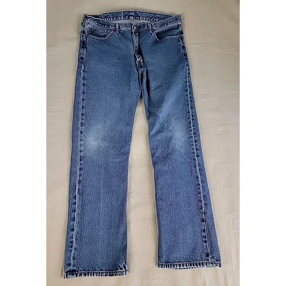 Levi's 505 Straight Leg Jeans Mens 38x34 Blue Medium Wash Classic Denim Y2K Fade