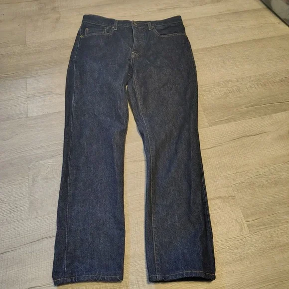 Sid Mashburn Mens Dark Wash Indigo Button Fly Straight Leg Denim Jeans 34x29