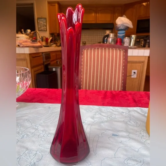 Vintage red  Swung Vase 14” glow