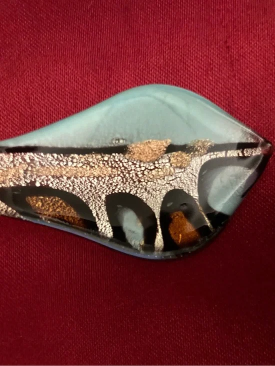 Handcrafted Light Blue and Gold Glass Pendant
