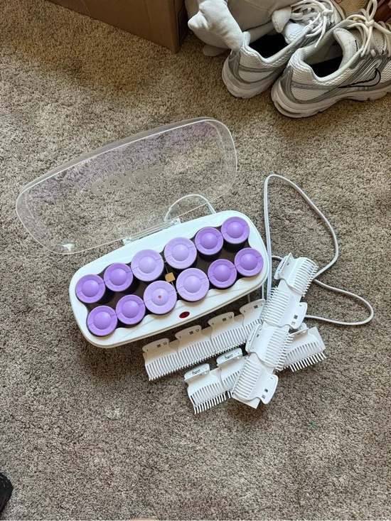 Electric Hot Rollers Set with Purple Rollers