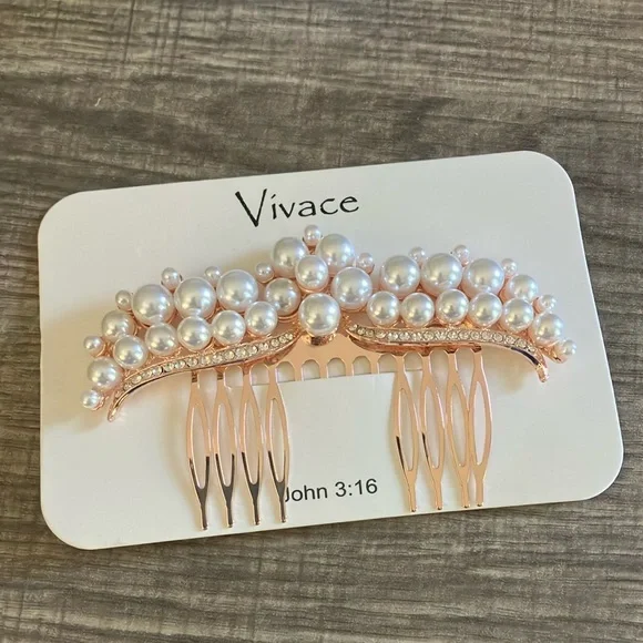 Rose Gold Pearl Hair Piece