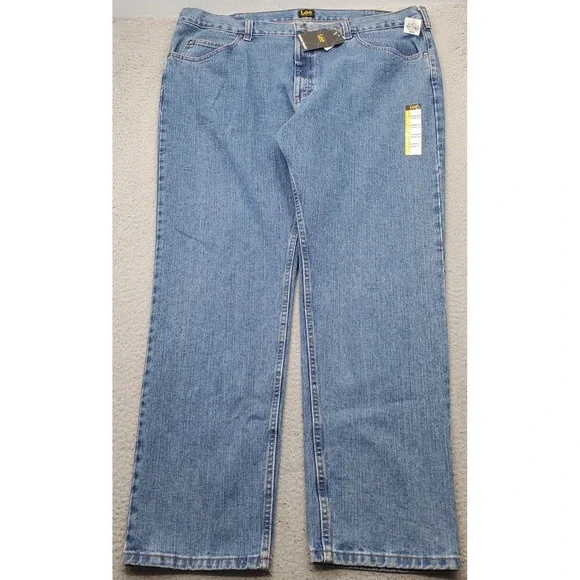Lee Pepperstone Jeans Mens 44x34 Blue Denim Regular Fit Straight Leg Black Tab