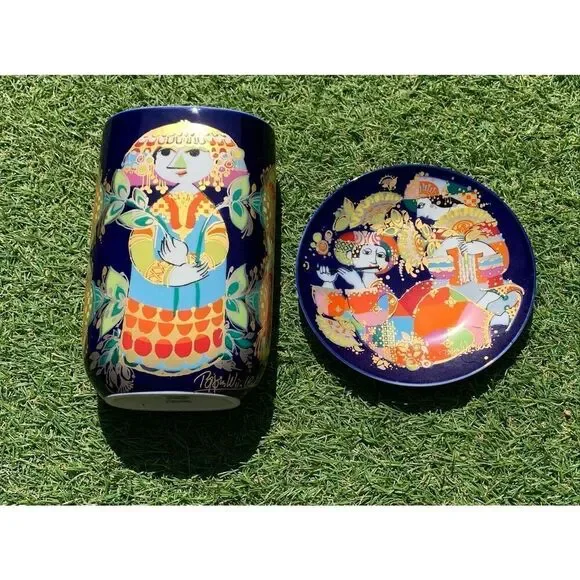 2 Rosenthal Studio Bjorn Wiinblad 1001 Arabian Nights Vase & Plate SET signed