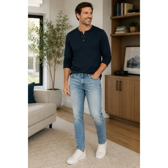 rag & bone Fit 2 Slim Jeans Mens Size 32 Light Wash Button Fly Stretch Denim