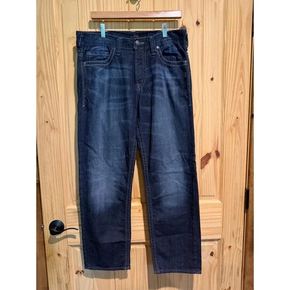 Silver Jeans Co Hunter Straight Leg Dark Wash Denim Jean Mens 32x30 M84966LDS353