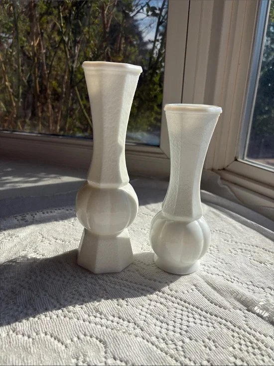 Milk Glass Bud Vases - White Decorative Pair