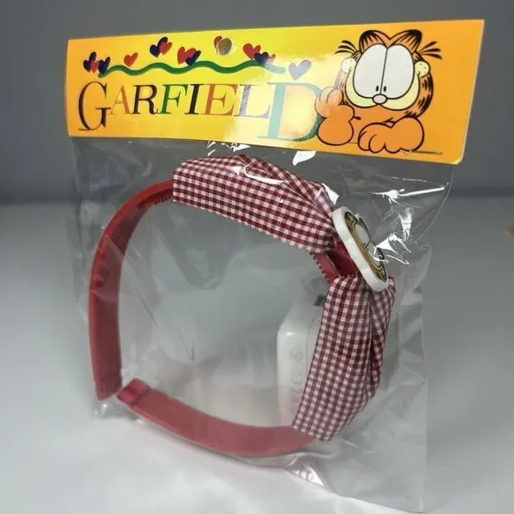 New GARFIELD Vintage Red Gingham Headband JIM DAVIS Cat