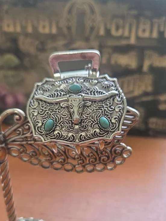 Silver Colored SouthWestern Longhorn Hair Claw Clip