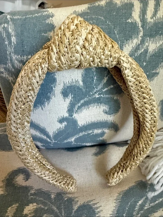 J. Crew Woven Straw Knot Headband - Natural Beige