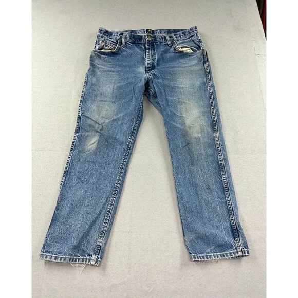 Wrangler 47MWZ Jeans Mens Blue Regular Fit Cowboy Cut Straight Leg
