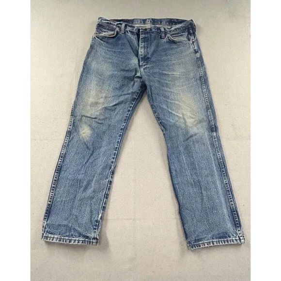 Wrangler 47MWZ Jeans Mens Blue Regular Fit Cowboy Cut Straight Leg 38x30