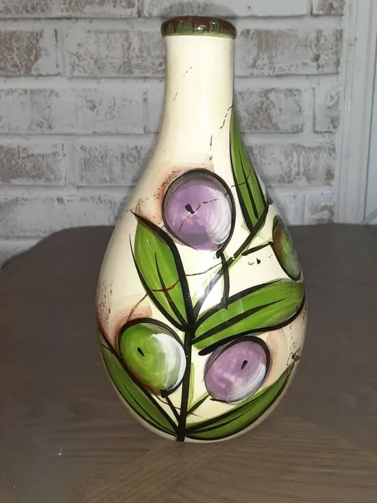 Ceramic Olive Branch Bud Vase Mediterranean Monochromatic pop of color