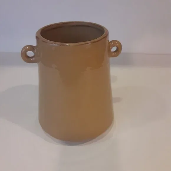 Stoneware Vase/ CrockDistressed Rim Masculine Mixed Decor