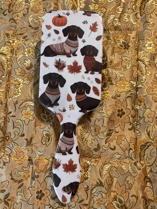 Fall Dachshund Paddle Hair Brush Dog Lover Detangling Brush New