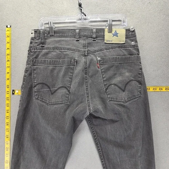 Vintage Levis Blue Star Jeans Mens 34x34 Gray Charcoal Wash Zip Fly Engineered