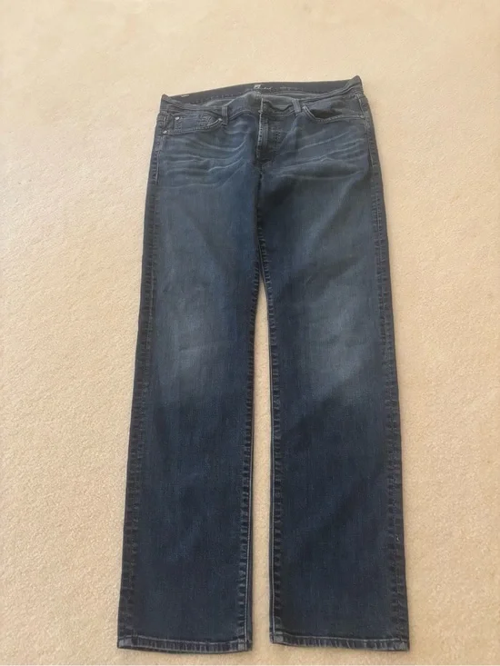 7 For All Mankind Men's Dark Blue Straight Jeans