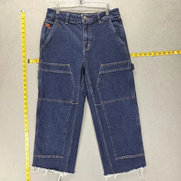 Ripton Jeans Mens 29 Blue Sport Utility Pant Workwear Zip Fly Raw Hem Panel Knee