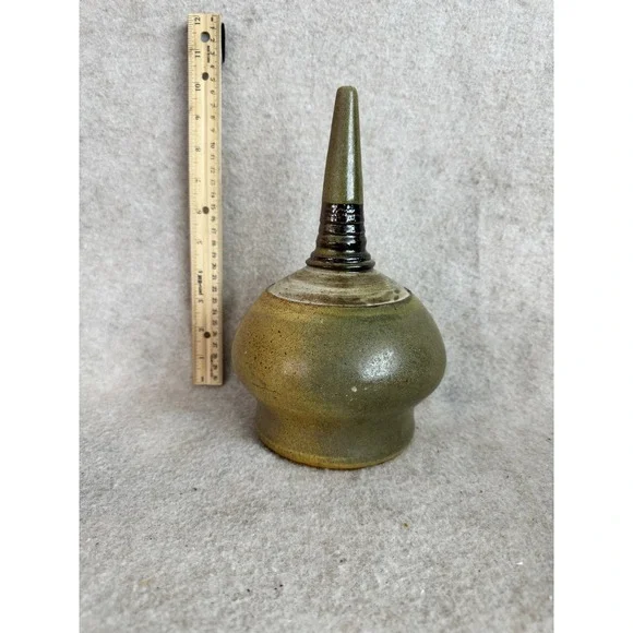Vintage Ceramic Bud Vase Unique Glaze Earth Tones‎ Tall Neck Decorative Art