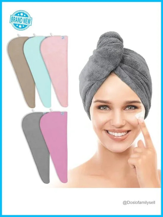 5 Pack Thicken Microfiber Hair Towel Wrap - Elastic Loop Design - 320GSM Coral